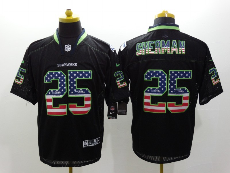 Men's Seattle Seahawks Richard Sherman #25 Black Jersey